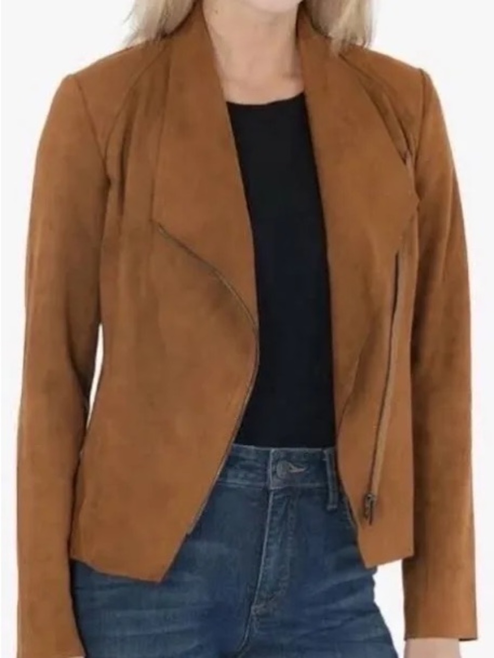 Kut from the Kloth Women’s Suede-Look Asymmetrical Jacket in Camel